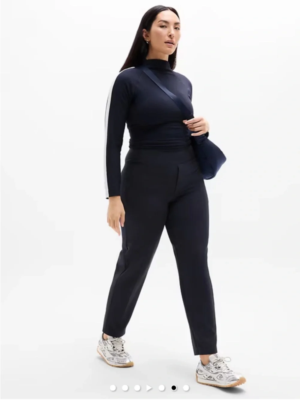 Women's Navy Stretch Ankle Pants - Classic Tailored Fit - Picture 9 of 9